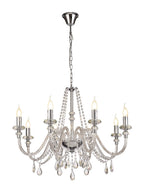 Regent Bastia 8 Light Chandelier in Polished Chrome with Clear Glass Crystal