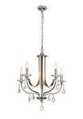 Regent Gagny 5 Light Pendant Light in Polished Chrome and Satin Nickel with Clear Crystal