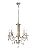 Regent Gagny 5 Light Pendant Light in Polished Chrome and Satin Nickel with Clear Crystal