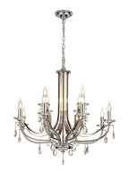 Regent Gagny 12 Light Pendant Light in Polished Chrome and Satin Nickel with Clear Crystal