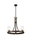 Regent Versailles 3 Light Pendant Light in Brown Oxide Bronze with Clear Glass Shades
