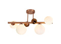 Regent Martinique 4 Light Semi Flush Ceiling Light in Antique Copper with Opal and Copper Glass