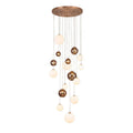 Regent Martinique 16 Light Pendant Light in Antique Copper with Opal & Copper Glass
