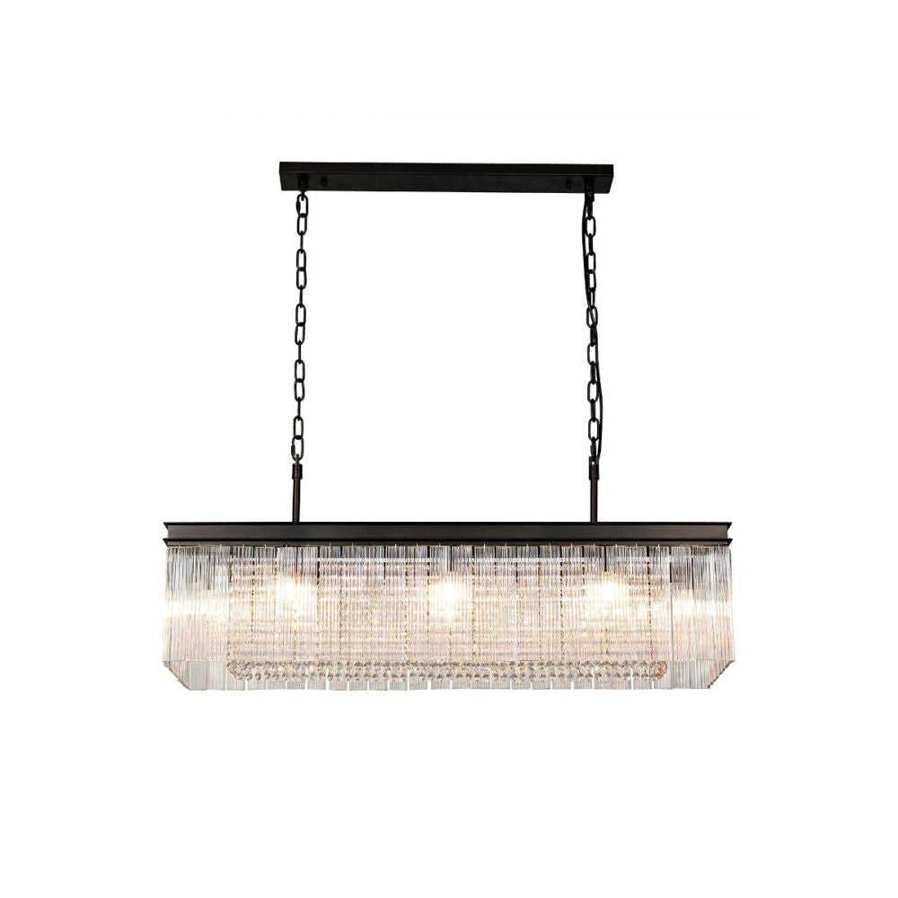 Regent Brittany Rectangular 11 Light Pendant Light in Brown Oxide