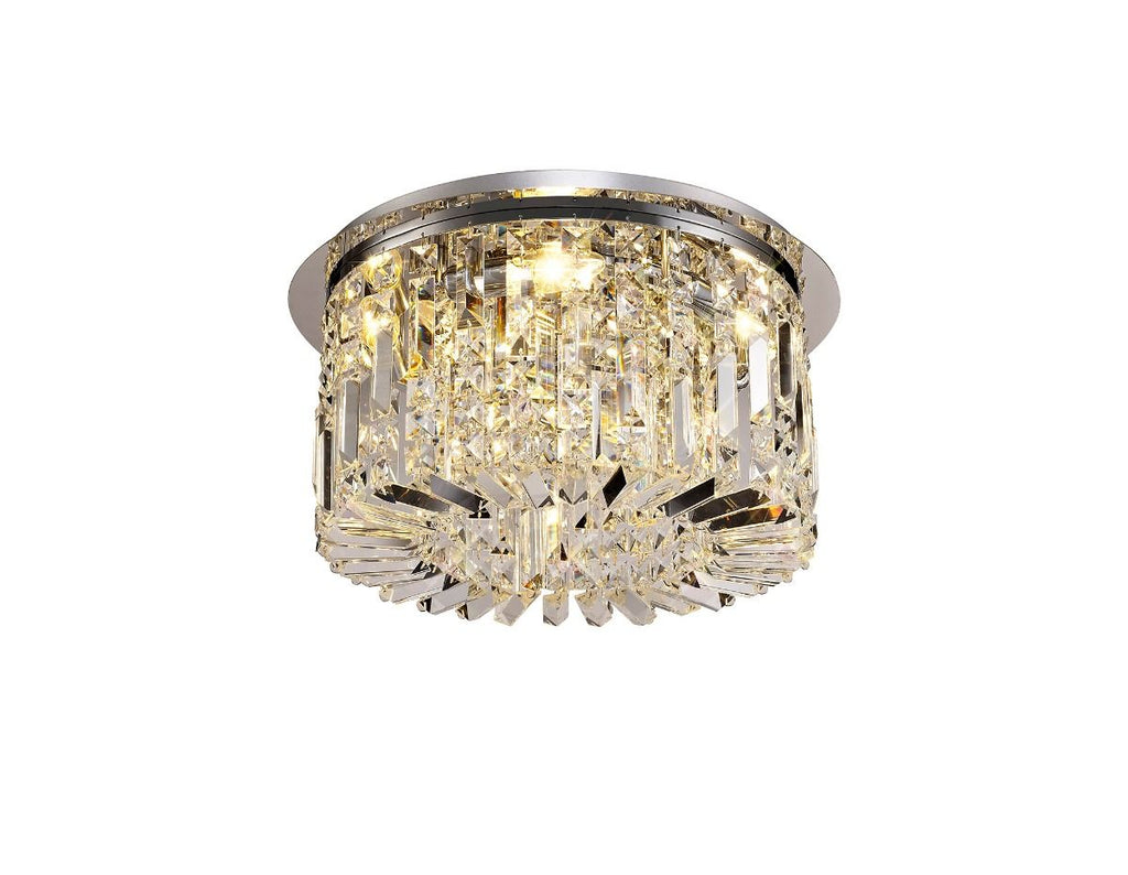 Regent Cholet Round 5 Light Flush Chandelier in Polished Chrome with Crystal