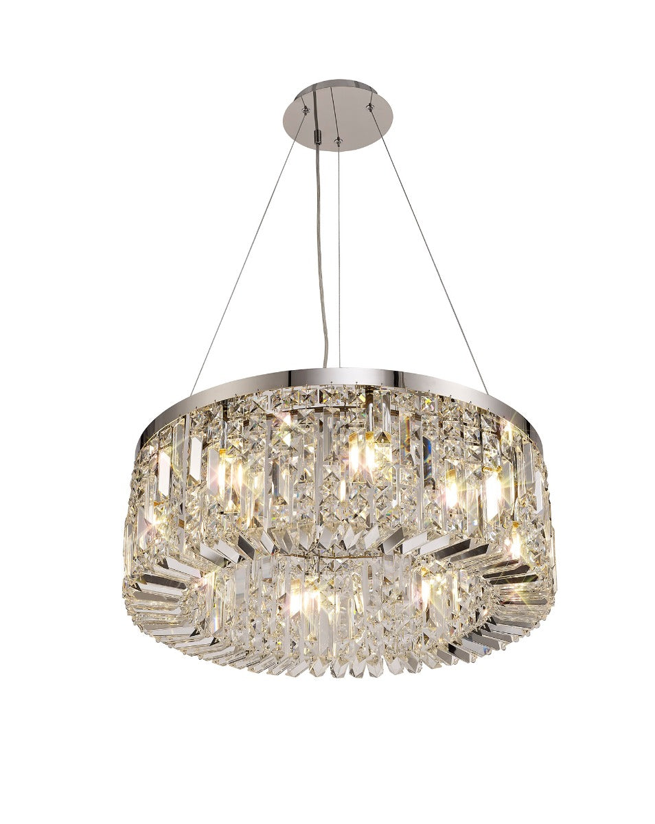 Regent Cholet Round 8 Light Chandelier in Polished Chrome with Crystal