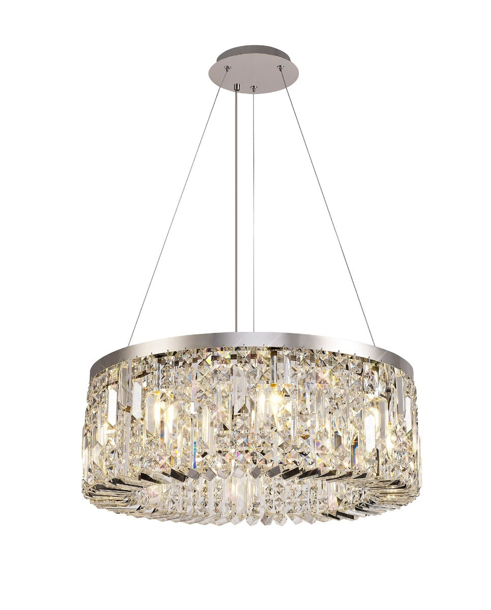Regent Cholet Round 8 Light Chandelier in Polished Chrome with Crystal