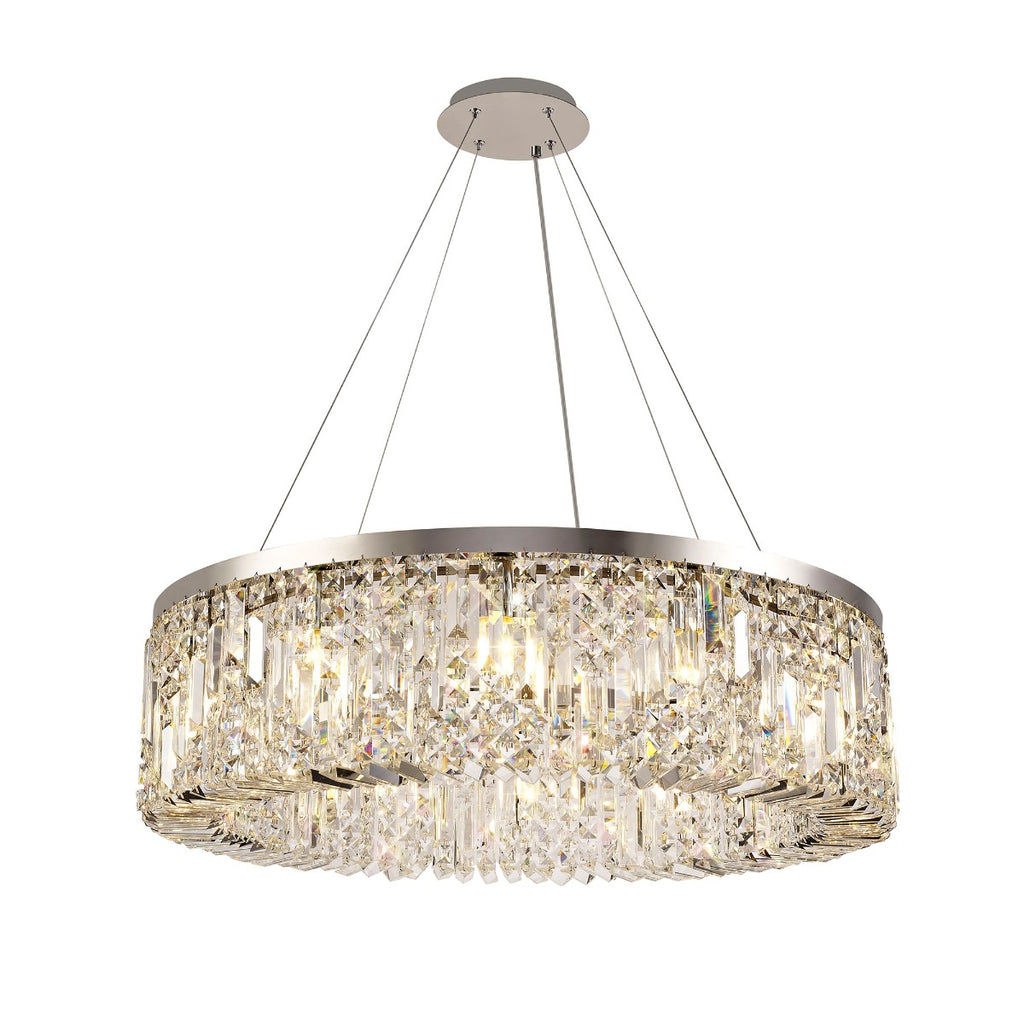 Regent Cholet Round 12 Light Chandelier in Polished Chrome with Crystal