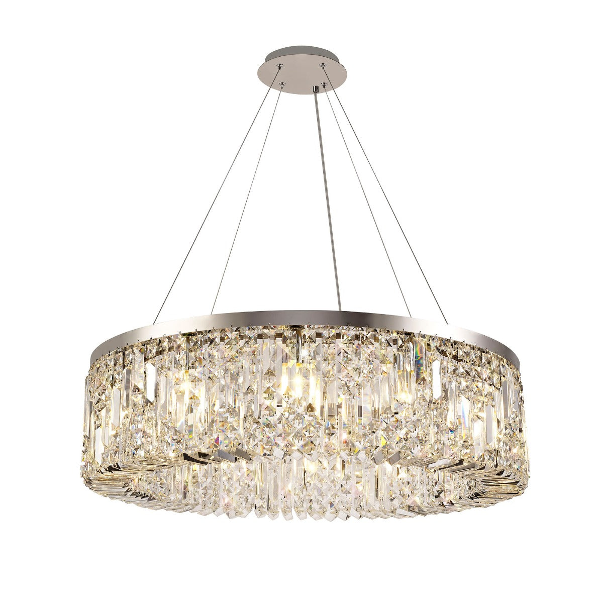 Regent Cholet Round 12 Light Chandelier in Polished Chrome with Crystal