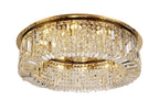Regent Cholet Round 12 Light Flush Chandelier in Gold with Crystal