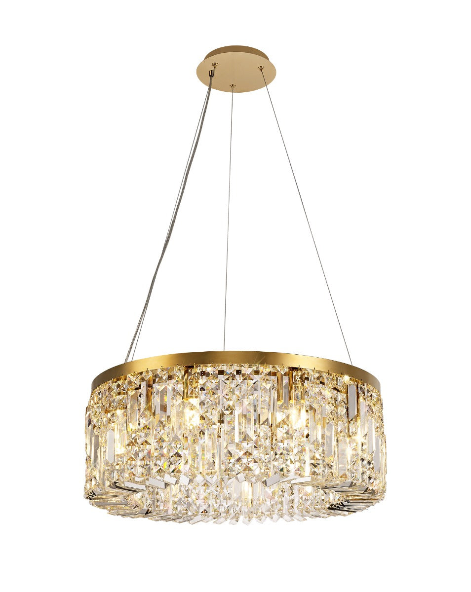 Regent Cholet 60cm Round 8 Light Chandelier in Gold with Crystal