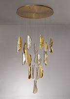 Regent Boulogne 21 Light Pendant Light in Brass with Cognac Glass and Metal Shade