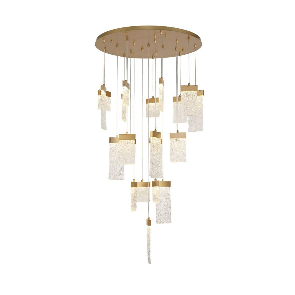 Regent Bayeux Round 21 Light Pendant Light in Painted Brushed Gold