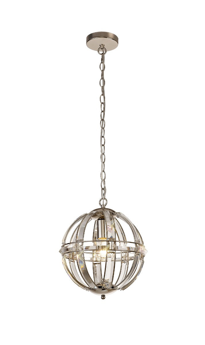 Regent Cluny Small Round 1 Light Pendant Light in Polished Nickel