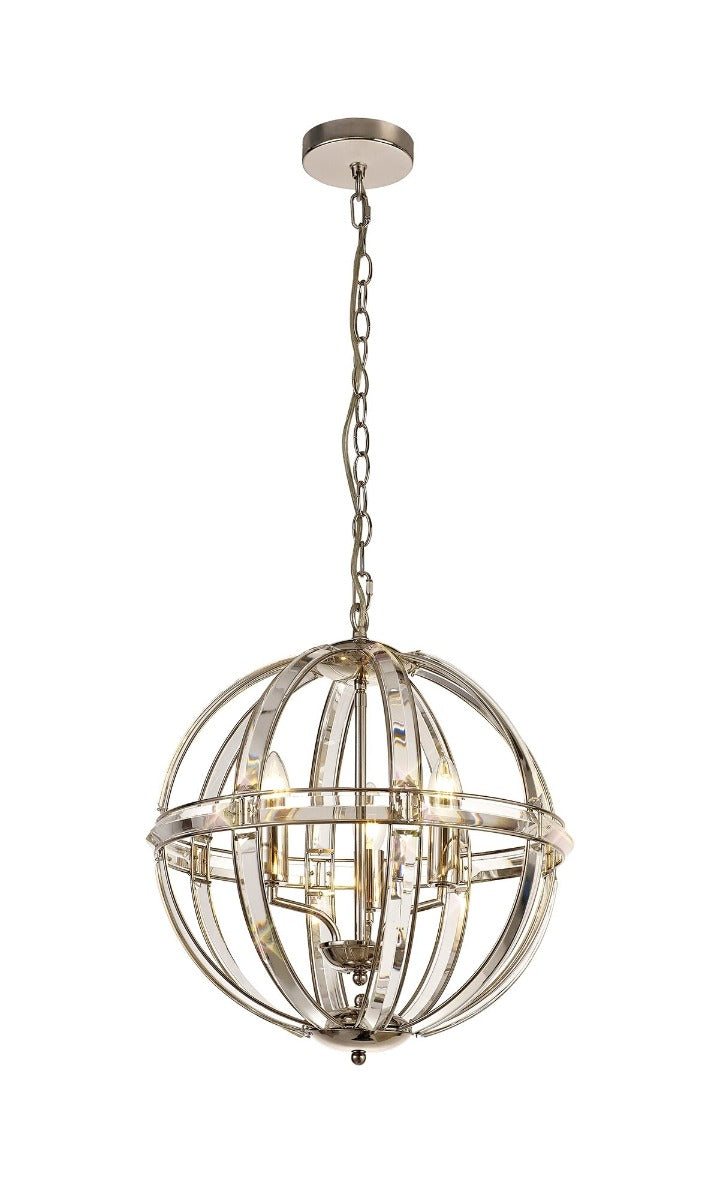 Regent Cluny Medium Round 3 Light Pendant Light in Polished Nickel