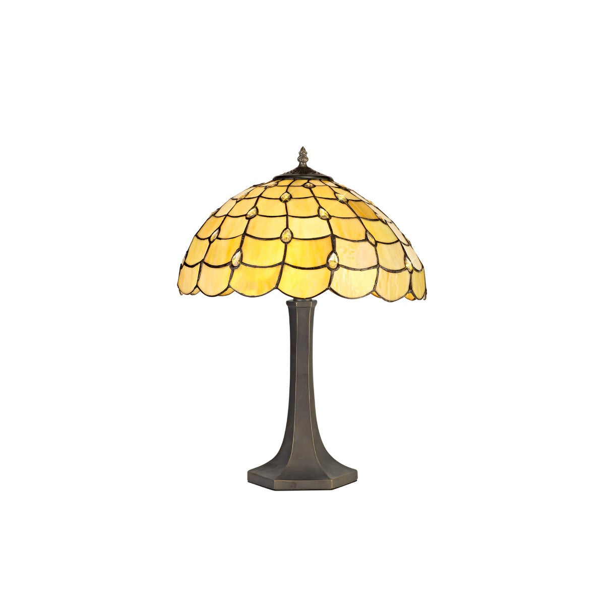 Regent Amboise 2 Light Octagonal Tiffany Table Lamp in Aged Antique Brass