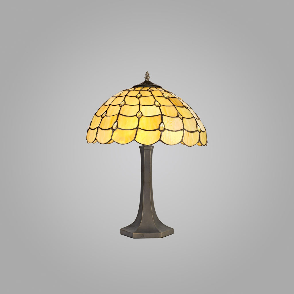 Regent Amboise 2 Light Octagonal Tiffany Table Lamp in Aged Antique Brass