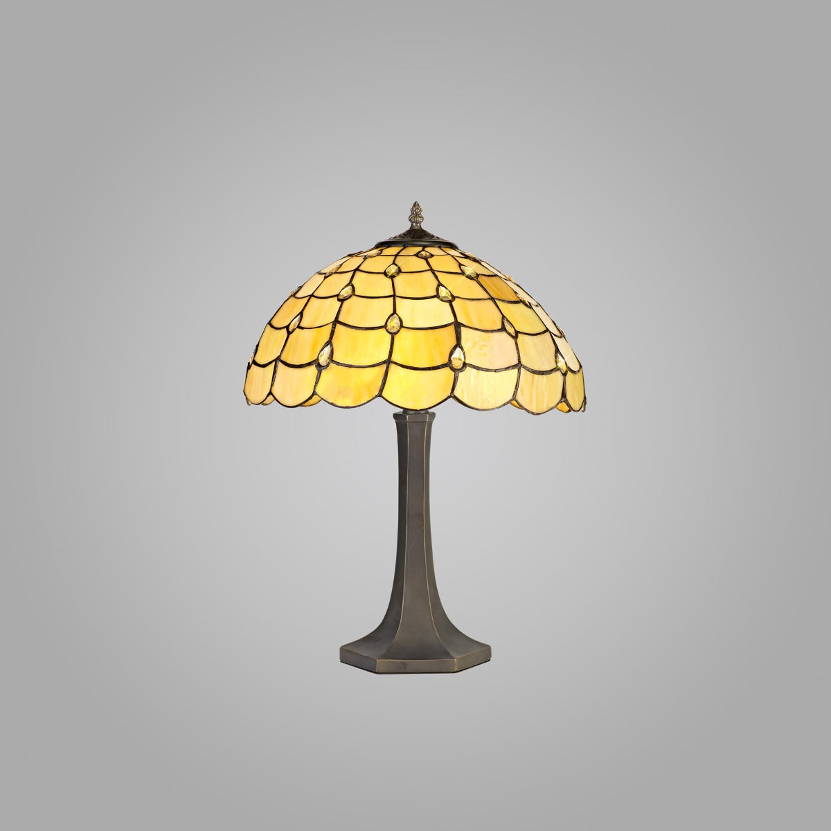 Regent Amboise 2 Light Octagonal Tiffany Table Lamp in Aged Antique Brass