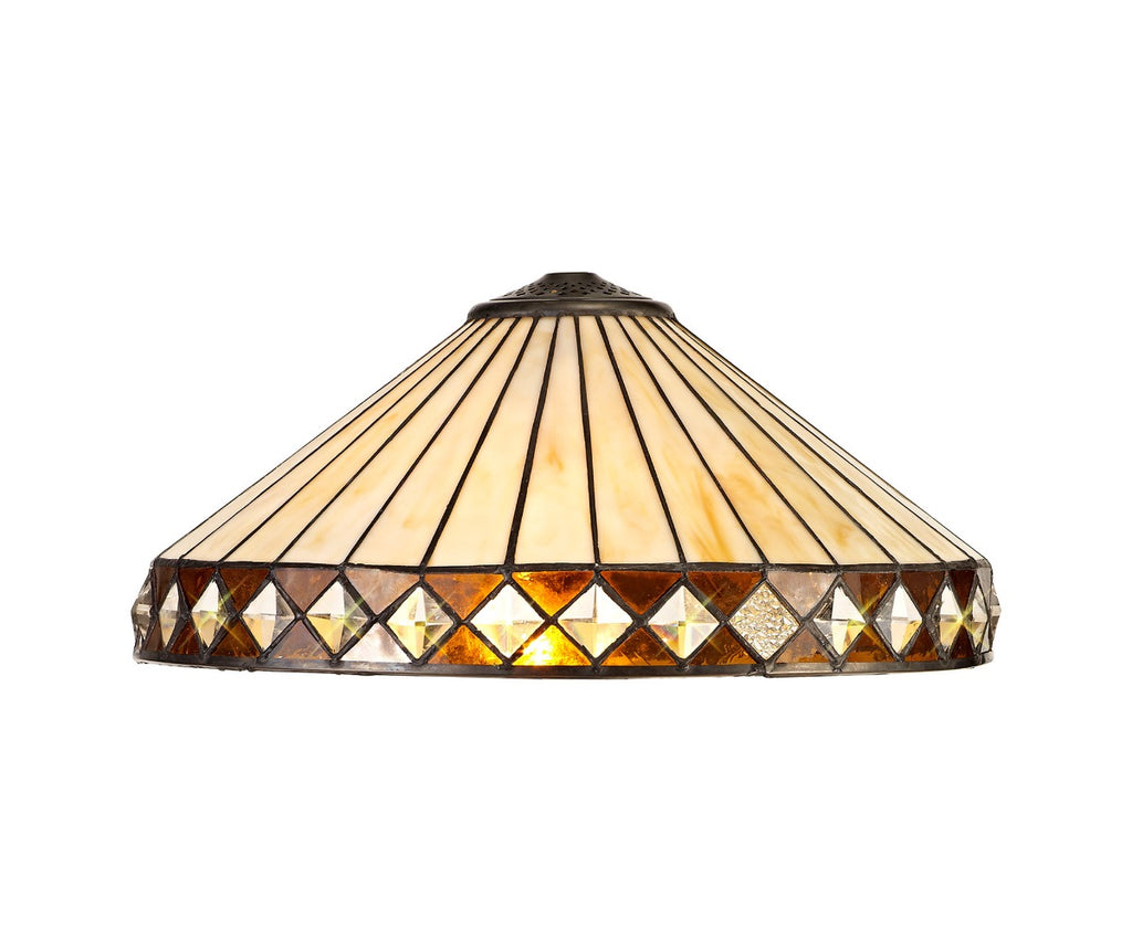 Regent Douai 2 Light Tiffany Table Lamp in Aged Antique Brass