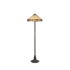 Regent Douai 2 Light Tiffany Floor Lamp in Aged Antique Brass