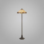 Regent Douai 2 Light Tiffany Floor Lamp in Aged Antique Brass