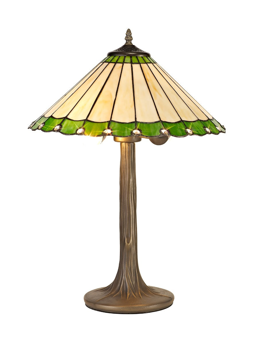 Regent Livin 2 Light Tiffany Table Lamp in Aged Antique Brass