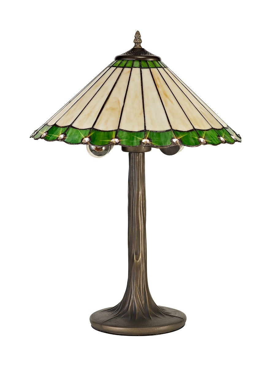 Regent Livin 2 Light Tiffany Table Lamp in Aged Antique Brass