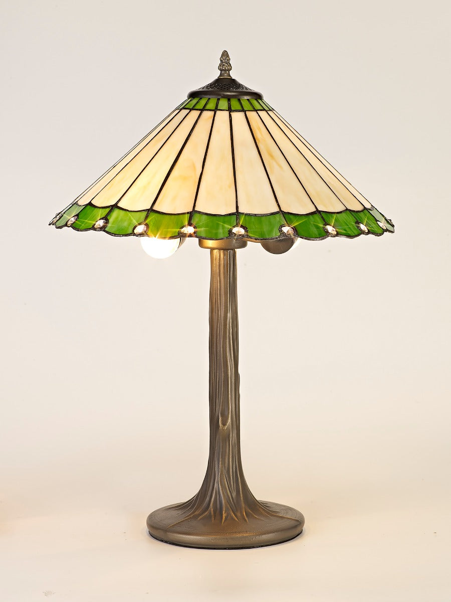 Regent Livin 2 Light Tiffany Table Lamp in Aged Antique Brass