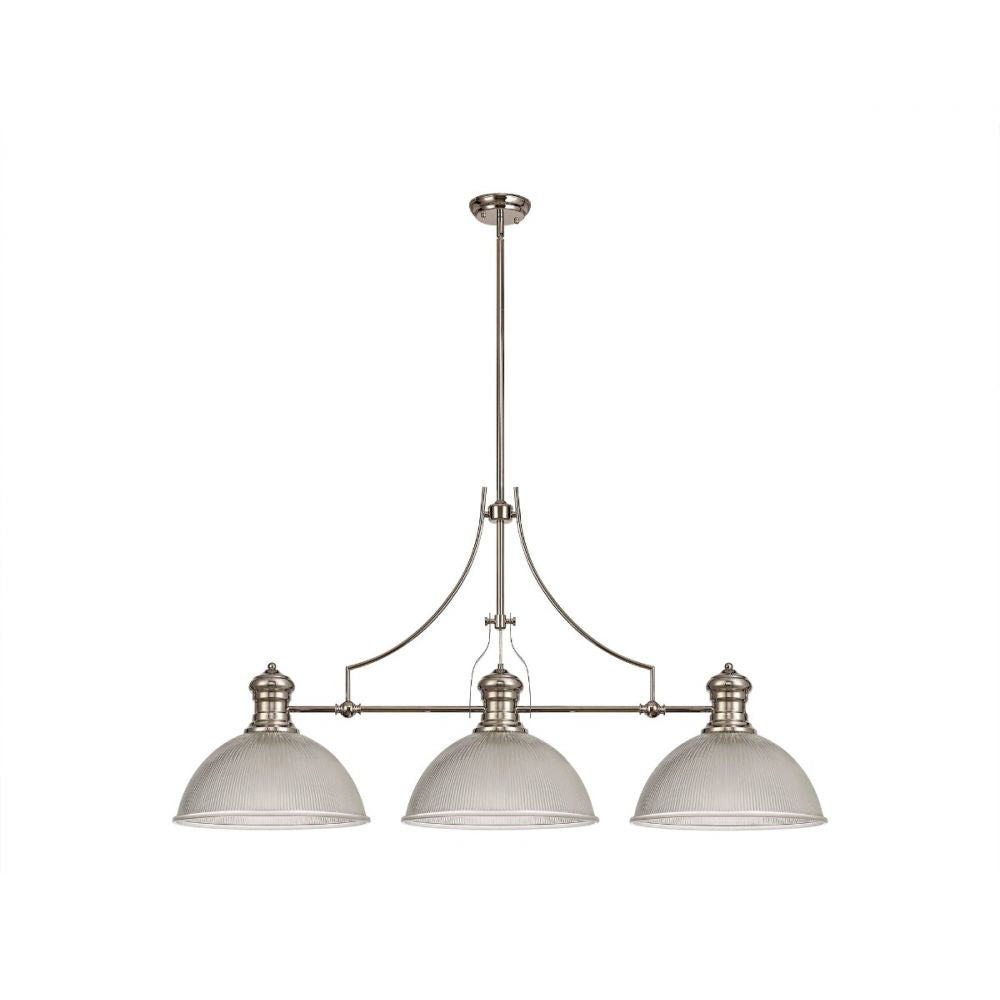 Regent Puteaux 3 Light Linear Pendant Light in Polished Nickel