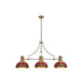 Regent Puteaux 3 Light Linear Tiffany Pendant Light in Antique Brass with Purple and Pink Crystal