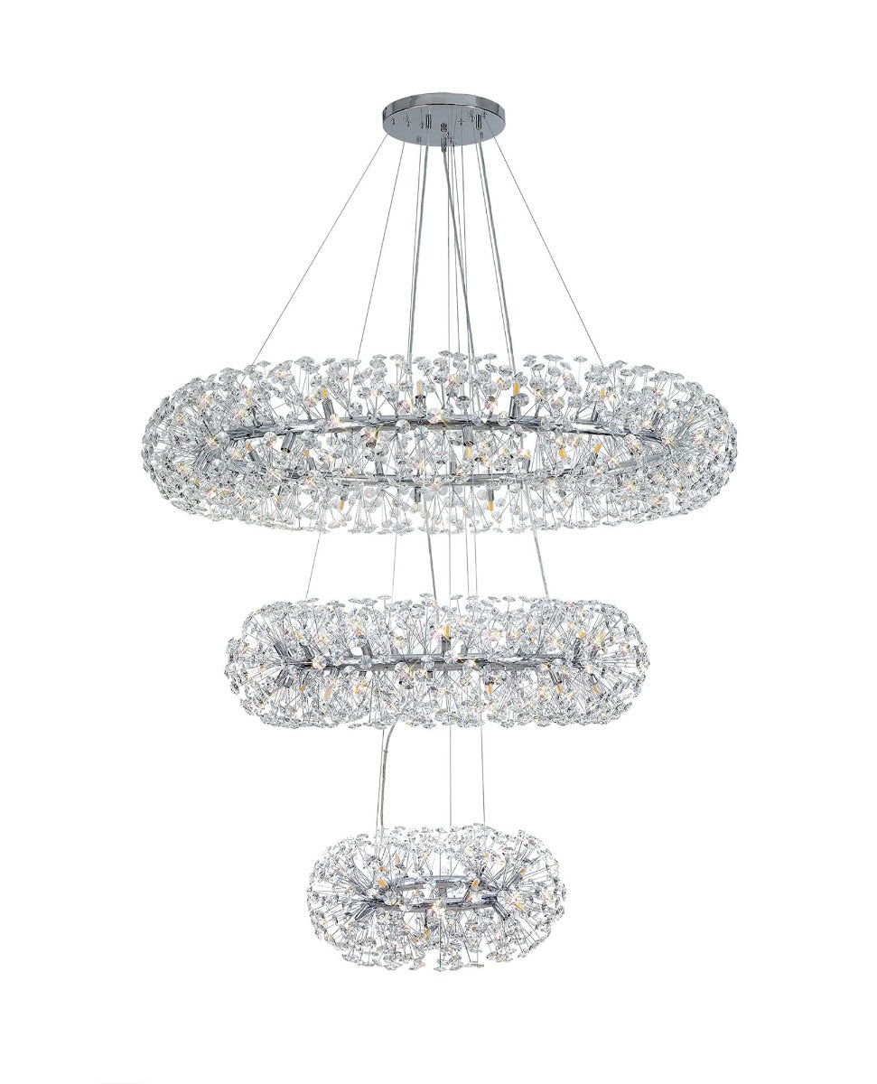 Regent Seyne 3 Tier 74 Light Pendant Light in Polished Chrome with Crystal