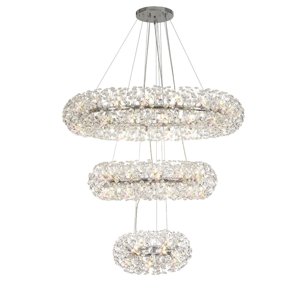 Regent Seyne 3 Tier 74 Light Pendant Light in Polished Chrome with Crystal
