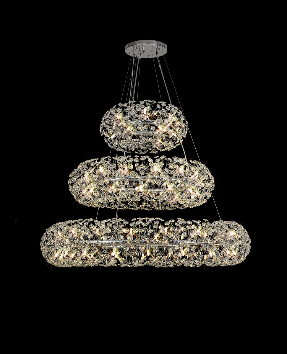 Regent Seyne 3 Tier 74 Light Pendant Light in Polished Chrome with Crystal