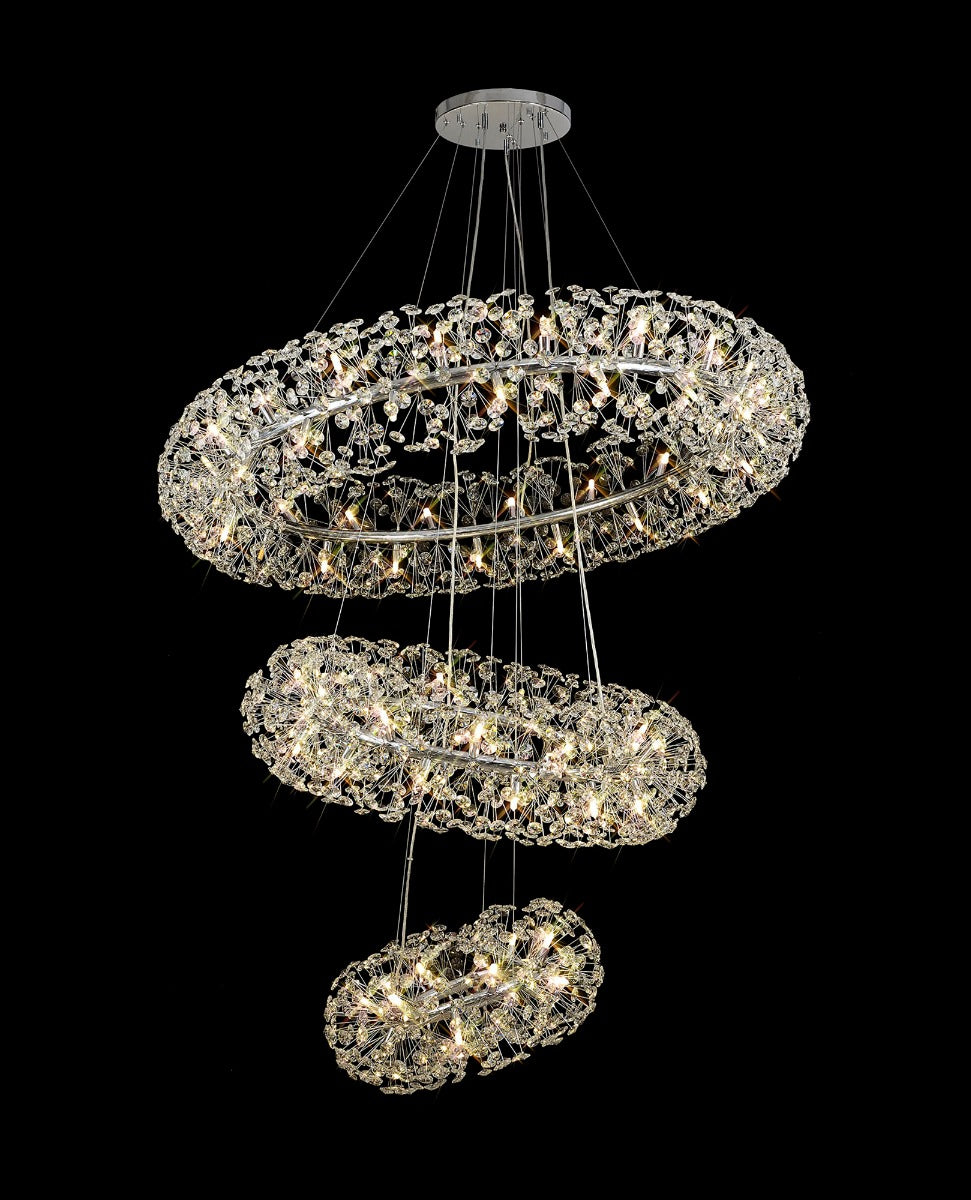 Regent Seyne 3 Tier 74 Light Pendant Light in Polished Chrome with Crystal