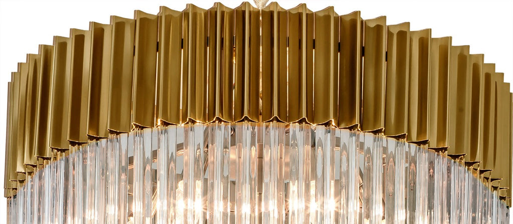 Regent Fontainebleau Round 5 Tier 23 Light Pendant Light in Brass with Clear Sculpted Glass