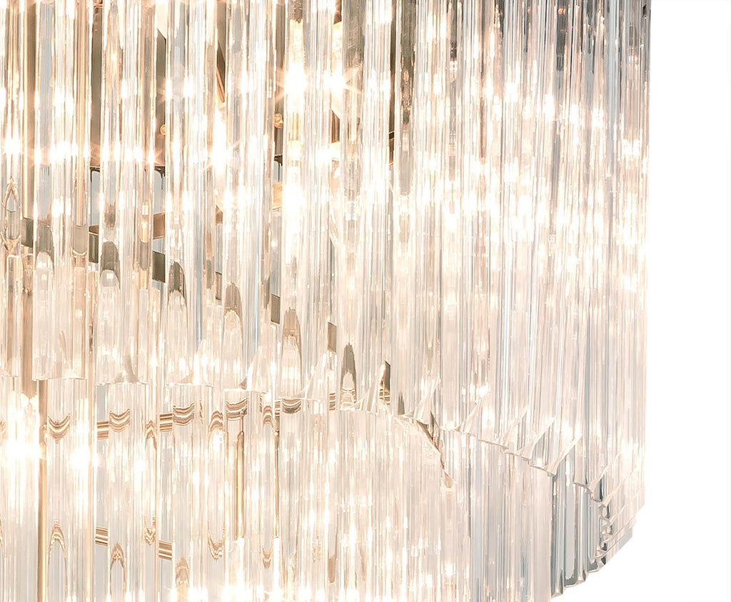 Regent Fontainebleau Round 5 Tier 23 Light Pendant Light in Brass with Clear Sculpted Glass