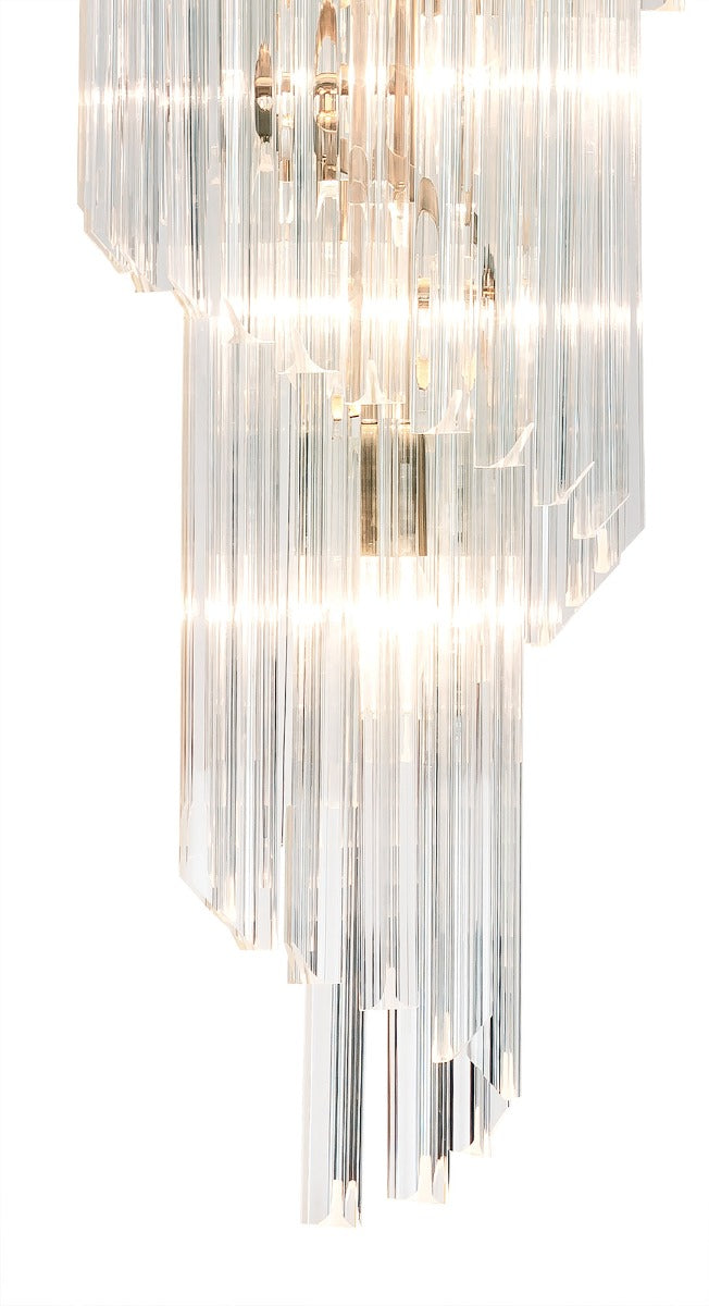 Regent Fontainebleau Round 5 Tier 23 Light Pendant Light in Brass with Clear Sculpted Glass