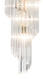 Regent Fontainebleau Round 5 Tier 23 Light Pendant Light in Brass with Clear Sculpted Glass