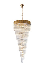 Regent Fontainebleau Round 7 Tier 31 Light Pendant Light in Brass with Clear Sculpted Glass