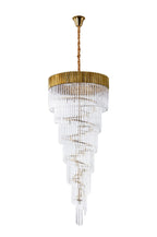 Regent Fontainebleau Round 7 Tier 31 Light Pendant Light in Brass with Clear Sculpted Glass