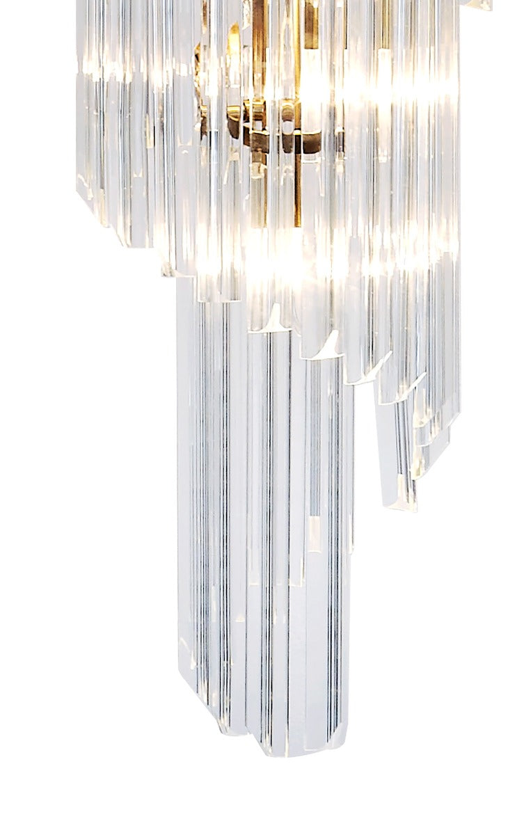 Regent Fontainebleau Round 7 Tier 31 Light Pendant Light in Brass with Clear Sculpted Glass