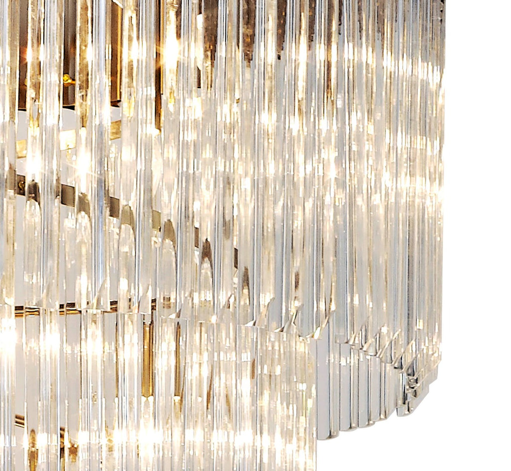 Regent Fontainebleau Round 7 Tier 31 Light Pendant Light in Brass with Clear Sculpted Glass