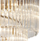 Regent Fontainebleau Round 7 Tier 31 Light Pendant Light in Brass with Clear Sculpted Glass
