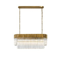 Regent Fontainebleau Rectangular 5 Light Pendant Light in Brass with Clear Sculpted Glass
