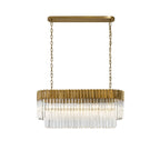 Regent Fontainebleau Rectangular 5 Light Pendant Light in Brass with Clear Sculpted Glass