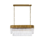 Regent Fontainebleau Rectangular 5 Light Pendant Light in Brass with Clear Sculpted Glass