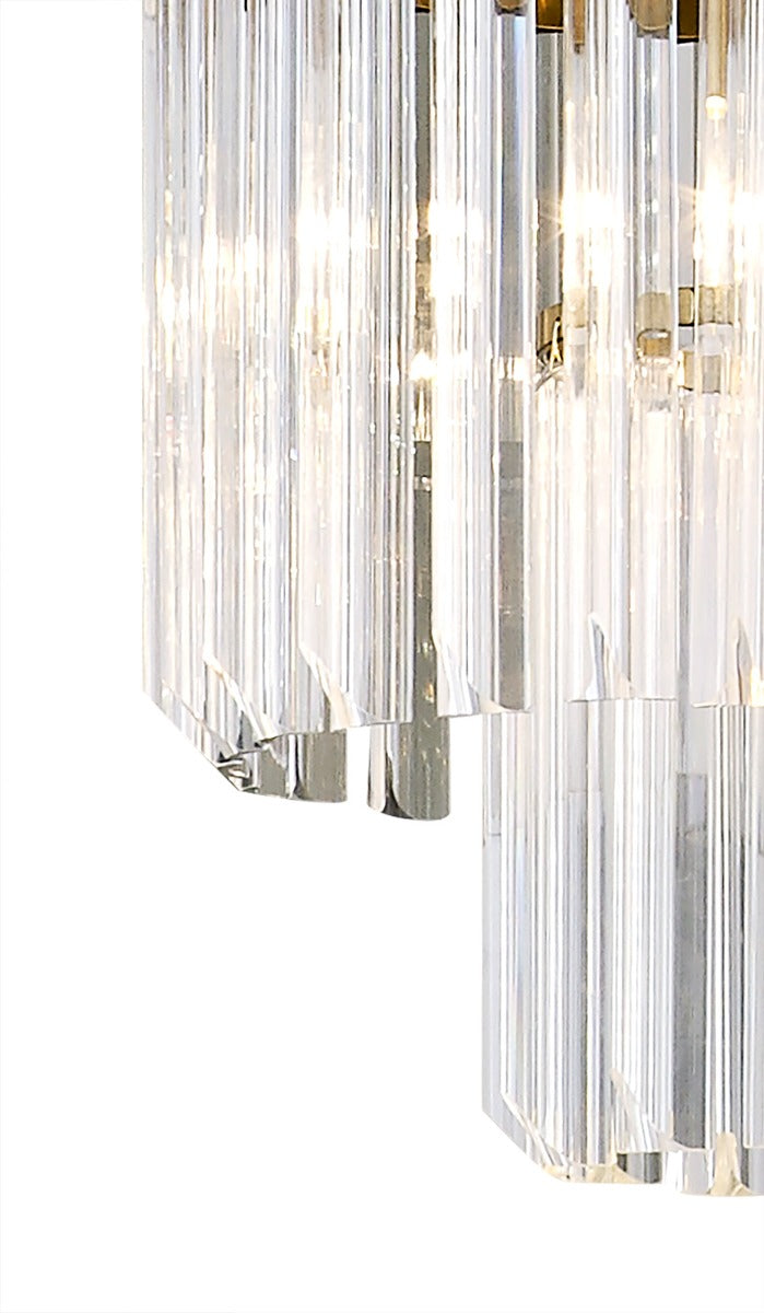 Regent Fontainebleau Rectangular 5 Light Pendant Light in Brass with Clear Sculpted Glass