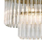 Regent Fontainebleau Rectangular 7 Light Pendant Light in Brass with Clear Sculpted Glass