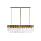 Regent Fontainebleau Rectangular 7 Light Pendant Light in Brass with Clear Sculpted Glass