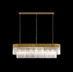 Regent Fontainebleau Rectangular 7 Light Pendant Light in Brass with Clear Sculpted Glass